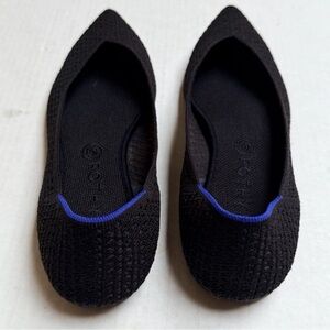 Rothys Shoes Womens 11.5 Black Knit Honeycomb The Point Ballet Flats Comfort